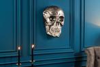 Exclusief wandsculptuur SKULL XXL 40cm zilveren decoratieve, Nieuw, Ophalen of Verzenden