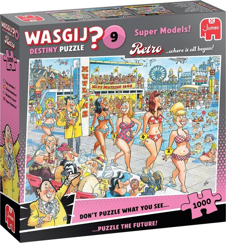 Wasgij Retro Destiny 9 - Topmodellen! (1000 stukjes) | Jumbo, Hobby en Vrije tijd, Denksport en Puzzels, Nieuw, Verzenden