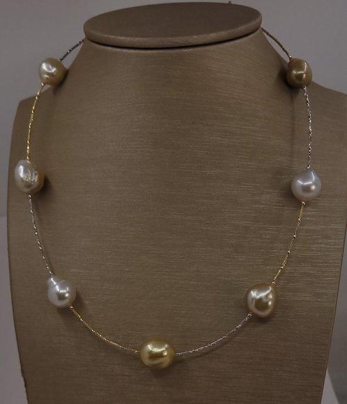 Halsketting - 18 karaat Geel goud, Witgoud - Gouden, Sieraden, Tassen en Uiterlijk, Kettingen
