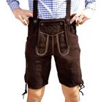 Lederhosen leer - donkerbruin - KORT, Verzenden, Nieuw, Feestartikel