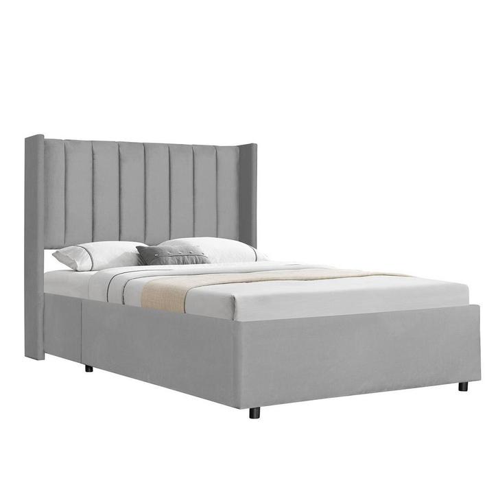 Gestoffeerd bed Savona - 200 x 140 cm - Lichtgrijs, Huis en Inrichting, Slaapkamer | Bedden, Nieuw, Verzenden