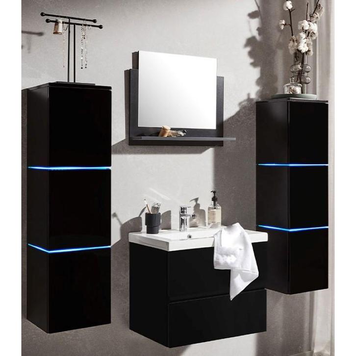 Badkamermeubel Mareno Double Zwart 80CM (Badkamermeubels), Huis en Inrichting, Badkamer | Badkamermeubels, Nieuw, Ophalen of Verzenden