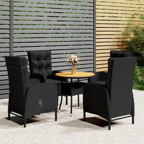 vidaXL 5-delige Tuinset poly rattan zwart, Tuin en Terras, Tuinsets en Loungesets, Tuinset, Nieuw, 4 zitplaatsen, Rotan, Verzenden