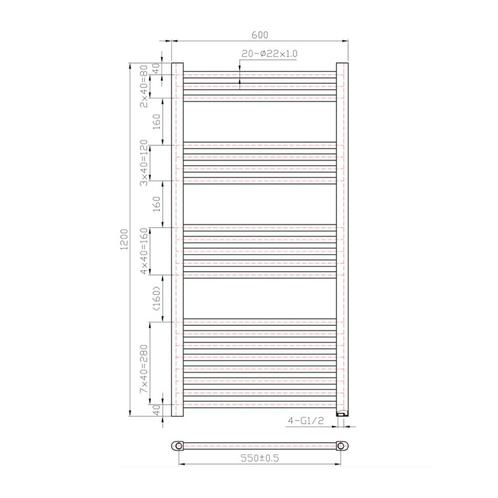 Designradiator Boss & Wessing Vertico Multirail 120x60 cm, Doe-het-zelf en Verbouw, Verwarming en Radiatoren, Ophalen of Verzenden