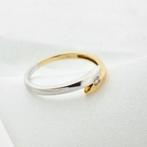 Bicolor gouden ring gezet met zirconia (14 karaat), Goud, Met edelsteen, Gebruikt, 17 tot 18