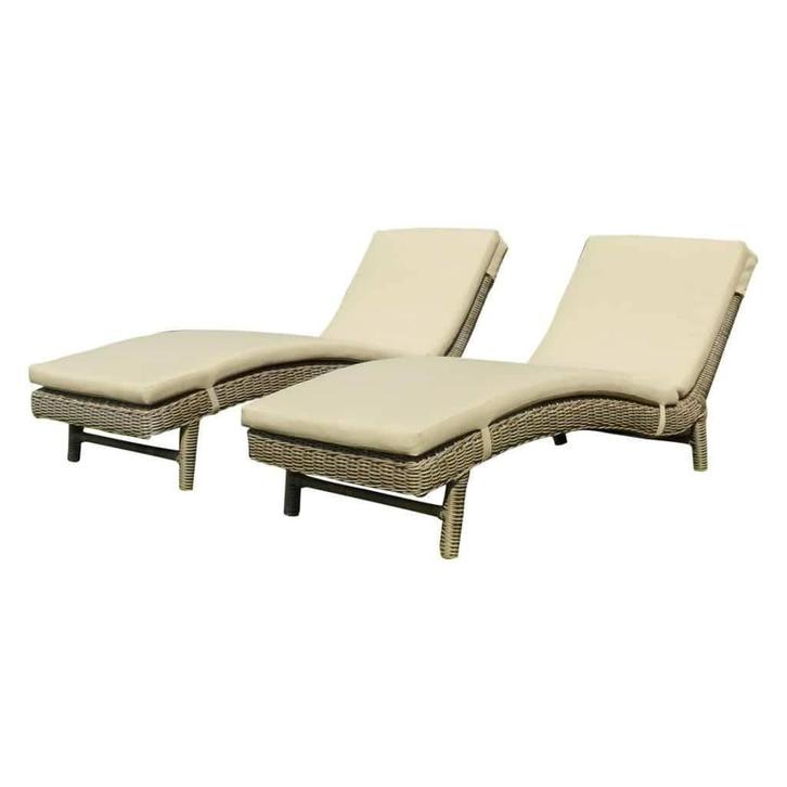 Showroommodel Santika ligbed bruin/zand ( 2 stuks), Tuin en Terras, Tuinsets en Loungesets, Nieuw, Ophalen of Verzenden