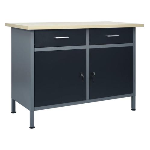 vidaXL Werkbank 120x60x85 cm staal zwart, Doe-het-zelf en Verbouw, Werkbanken, Nieuw, Verzenden