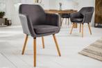 Design armleuningstoel SUPREME vintage grijs met massief, Huis en Inrichting, Stoelen, Ophalen of Verzenden, Nieuw