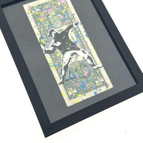 WhyCreationz (XX-XXI) - Banksy Flower Thrower x Dollar Art, Antiek en Kunst, Kunst | Schilderijen | Modern