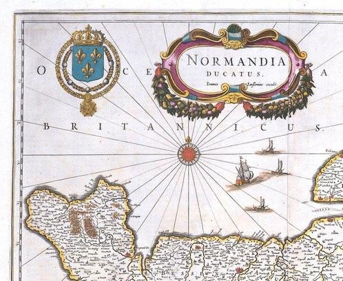 Frankrijk - Normandië; Hondius / Janssonius - Normandia, Boeken, Atlassen en Landkaarten