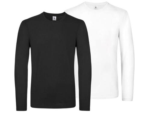 2-Pack Herenshirt met lange mouw - 100% Katoen - Zwart/Wit, Kleding | Heren, Ondergoed, Verzenden