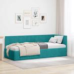 vidaXL Hoekbedframe met hoofdeinde Turquoise 80 x 200 cm, Verzenden, Nieuw, Hout