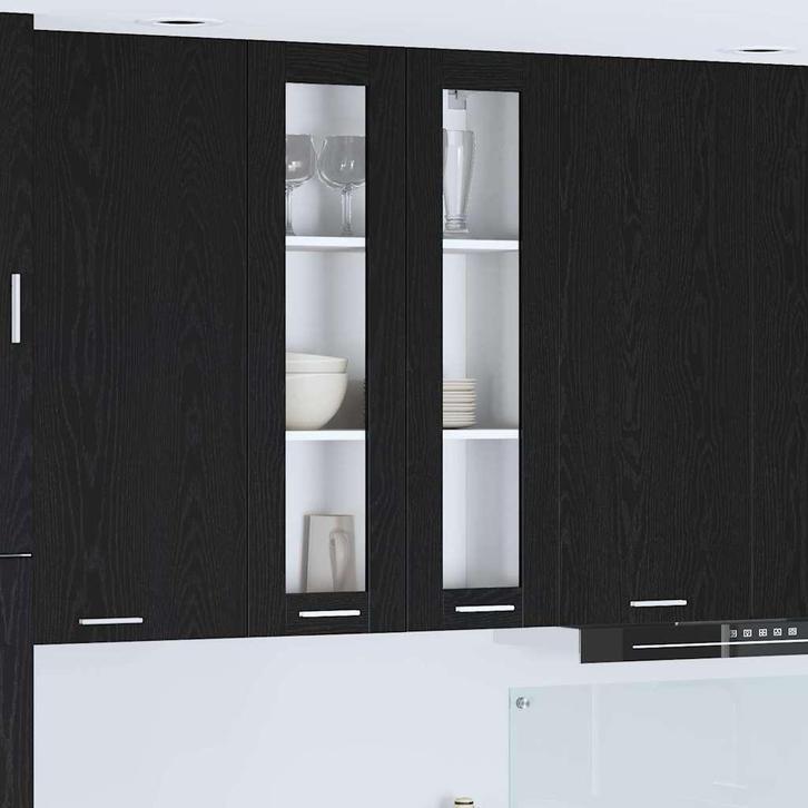 vidaXL Hangkast Riga Zwart Eiken 60 x 31 x 100 cm Bewerkt, Huis en Inrichting, Keuken | Keukenelementen, Zwart, Nieuw, Verzenden
