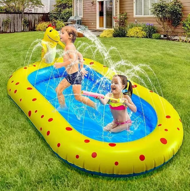Dino Opblaas Zwembad Speelkleed met Sproeier 1,7m, Tuin en Terras, Zwembaden, Nieuw, Verzenden