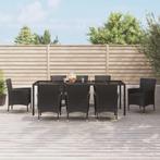 vidaXL 9-delige Tuinset poly rattan zwart, Tuin en Terras, Nieuw, 8 zitplaatsen, Tuinset, Verzenden