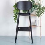 30% korting | Houten barkruk | Zwart gebeitst | 77cm, Huis en Inrichting, Barkrukken, Verzenden, Nieuw, Hout, 90 cm of meer