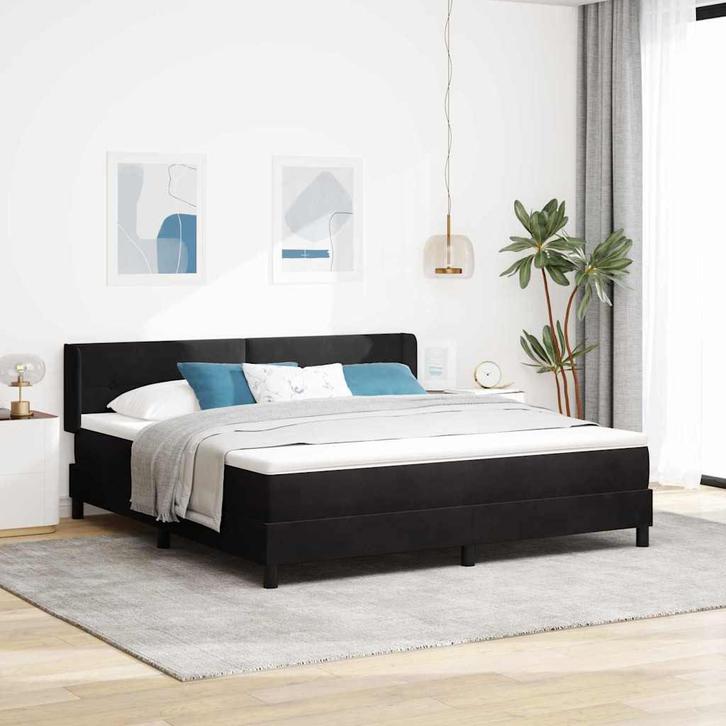 vidaXL Boxspringbed met matras Zwart 200 x 180 cm Fluweel, Huis en Inrichting, Slaapkamer | Bedden, Zwart, Nieuw, Stof, Verzenden