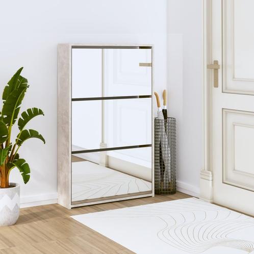 vidaXL Schoenenkast met spiegel 3-laags 63x17x102,5 cm, Huis en Inrichting, Kasten | Schoenenrekken, Nieuw, Verzenden