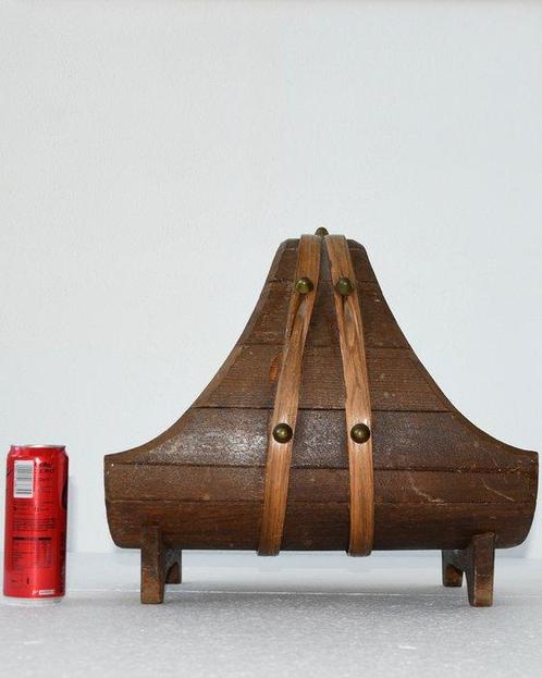 Tijdschriftenhouder - Hout, Messing, Textiel - Italiaanse, Antiek en Kunst, Kunst | Designobjecten