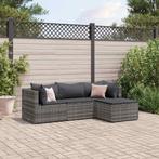 vidaXL 4-delige Loungeset met kussens poly rattan grijs, 4 zitplaatsen, Nieuw, Loungeset, Verzenden