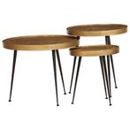 vidaXL Salontafel 3 stuks Goudkleurig bewerkt hout, Huis en Inrichting, Tafels | Salontafels, Verzenden, Nieuw, Overige houtsoorten