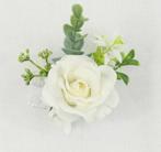 Luxe polscorsage  van zijdebloemen wit/groen kant en klaar, Ophalen of Verzenden, Nieuw