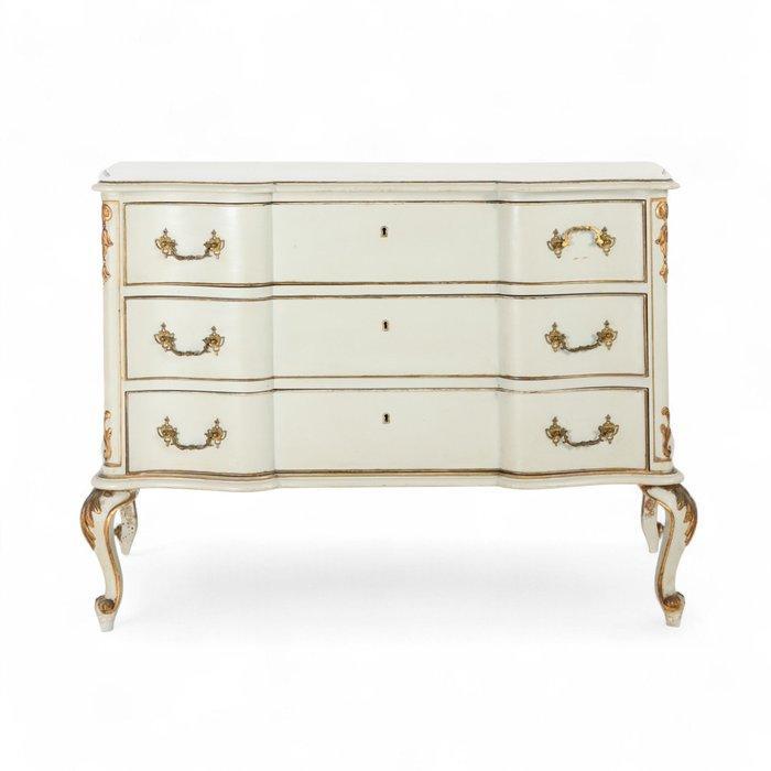 Ladekast - Hout - Commode van gelakt hout in beige, versierd, Antiek en Kunst, Curiosa en Brocante