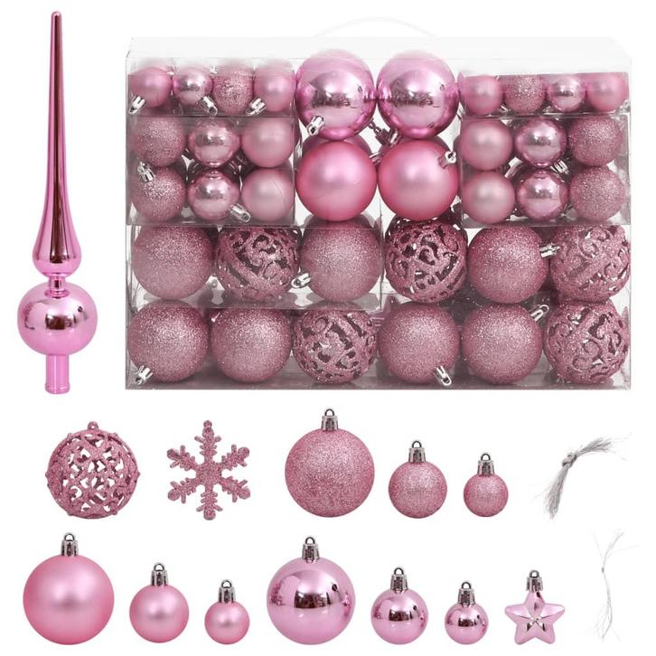vidaXL 111-delige Kerstballenset polystyreen roze, Diversen, Kerst, Nieuw, Verzenden