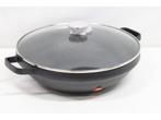 BergHOFF Chinese wok - 32 cm - PFAS-vrij met deksel - Zwart, Verzenden, Zo goed als nieuw