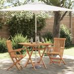 vidaXL 3-Delige Inklapbare Tuin Bistro Set Massief Hout, Verzenden, Nieuw, Hout