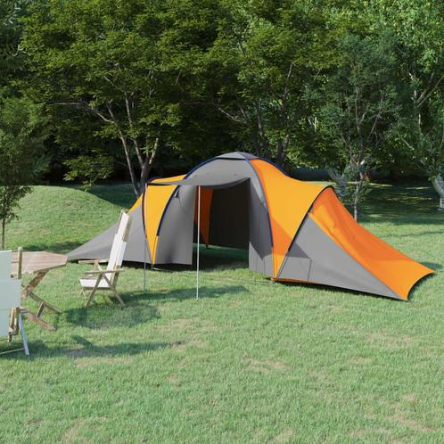 vidaXL Tent 6-persoons grijs en oranje, Caravans en Kamperen, Tenten, Nieuw, tot en met 2, Verzenden