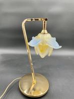 Lamp - Sublime vintage tafellamp van messing en bloemrijke