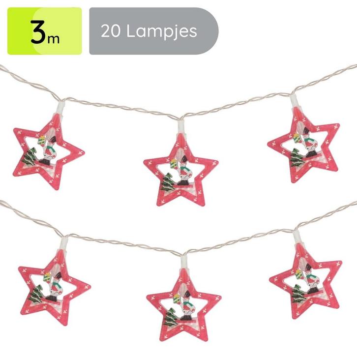 Kerstverlichting Ster Sneeuwpop - 3m - 20 Lichtjes -, Diversen, Kerst, Nieuw, Verzenden