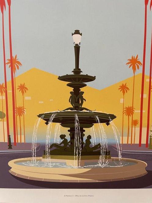 Monsieur Z - Affiche de Tourisme Hyères - La Fontaine, Antiek en Kunst, Kunst | Tekeningen en Foto's