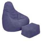 Highback Zitzak Stoel incl. Poef Corduroy Stof - Purple, Huis en Inrichting, Zitzakken, Verzenden, Nieuw