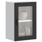 vidaXL Keukenwandkast met glazen deur Porto zwart, Verzenden, Nieuw, Zwart