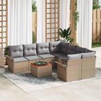 vidaXL Tuin Sofa Set 9 pcs Beige Poly riet, Tuin en Terras, Tuinsets en Loungesets, Verzenden, Nieuw, Rotan