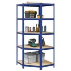 vidaXL Hoekrek 5-laags staal en bewerkt hout blauw, Huis en Inrichting, Kasten | Stellingkasten, Verzenden, Nieuw