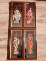 Wandspiegel (4)  - Glas, Hout - Naar Alfons Mucha, Antiek en Kunst