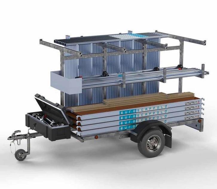 Rolsteiger 135x250x10,2m euroscaffold + aanhanger kopen, Doe-het-zelf en Verbouw, Steigers, Rolsteiger of Kamersteiger, Nieuw