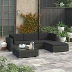 vidaXL 5-delige Loungeset met kussens poly rattan zwart, 5 zitplaatsen, Nieuw, Loungeset, Verzenden