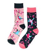 Sokken Katoen - Vogel Print - Zwart Roze - Maat 38-45, Kleding | Dames, Sokken en Kousen, Nieuw