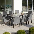 Wicker tafel Foggia met 8 stoelen Rosarno - grijs, Tuin en Terras, Tuinsets en Loungesets, Nieuw, Verzenden
