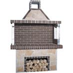 Stenen barbecue brown firebrick & limestone, Nieuw, Ophalen of Verzenden