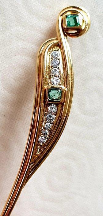 Broche - 18 karaat Geel goud - 2.00ct. tw. Diamant, Sieraden, Tassen en Uiterlijk, Antieke sieraden