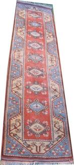 Turkse handgemaakte wollen Milas-loper in zalmroze en blauw,, Nieuw