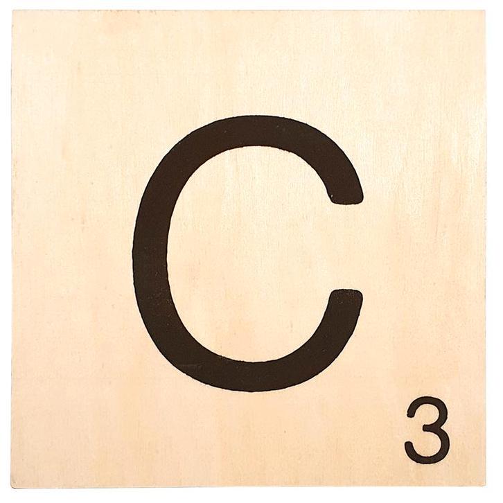 Houten Bordje 10x10x0.5cm - C - Zwarte Letter/Woordwaarde -, Huis en Inrichting, Woonaccessoires | Wanddecoraties, Nieuw, Ophalen of Verzenden