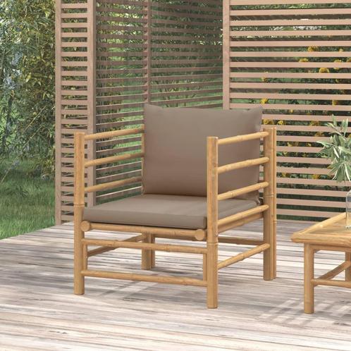 vidaXL Tuinbank met kussens bamboe taupe, Tuin en Terras, Tuinsets en Loungesets, Nieuw, Hout, Verzenden