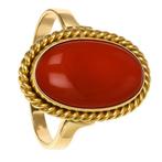Ring - 18 karaat Geel goud Koraal, Nieuw