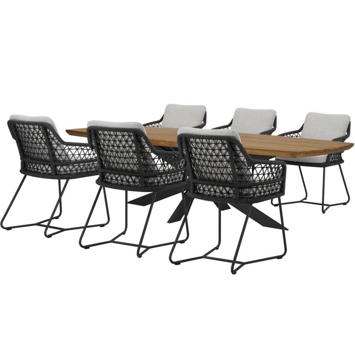 Taranto Lido dining tuinset 240x110xH75 cm 7 delig antraciet, Tuin en Terras, Tuinsets en Loungesets, Nieuw, Ophalen of Verzenden